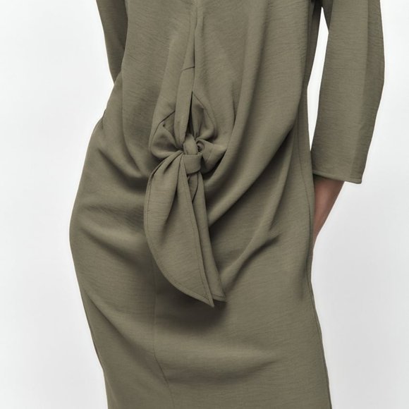 NWT Zara khaki front nkot midi casual dress/Zara loose fitted dress - Picture 3 of 8
